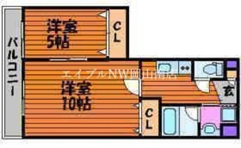 間取図 宇野線<宇野みなと線>/大元駅 徒歩10分 2階 築14年