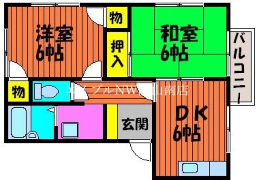 間取図 山陽本線（中国）/岡山駅 バス30分岡電バス・浜野入口下車:停歩10分 2階 築35年