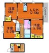 宇野線<宇野みなと線>/大元駅 徒歩17分 2階 築13年 3LDKの間取り