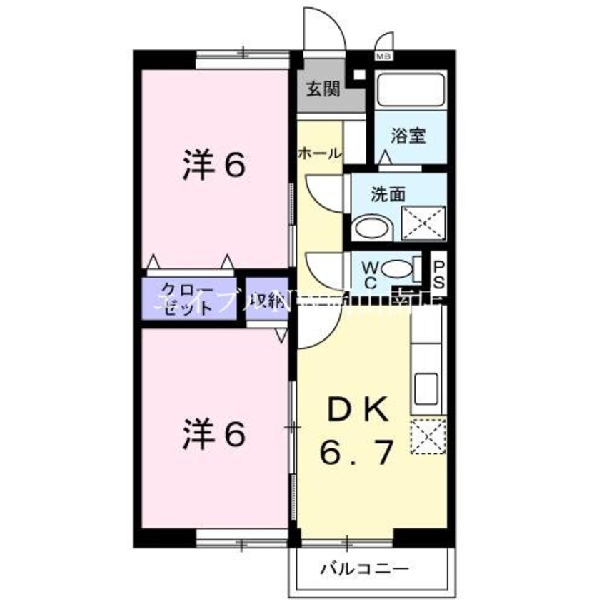 間取図 宇野線<宇野みなと線>/早島駅 徒歩15分 2階 築26年