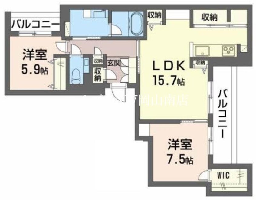 間取図 山陽本線（中国）/北長瀬駅 徒歩26分 3階 建築中