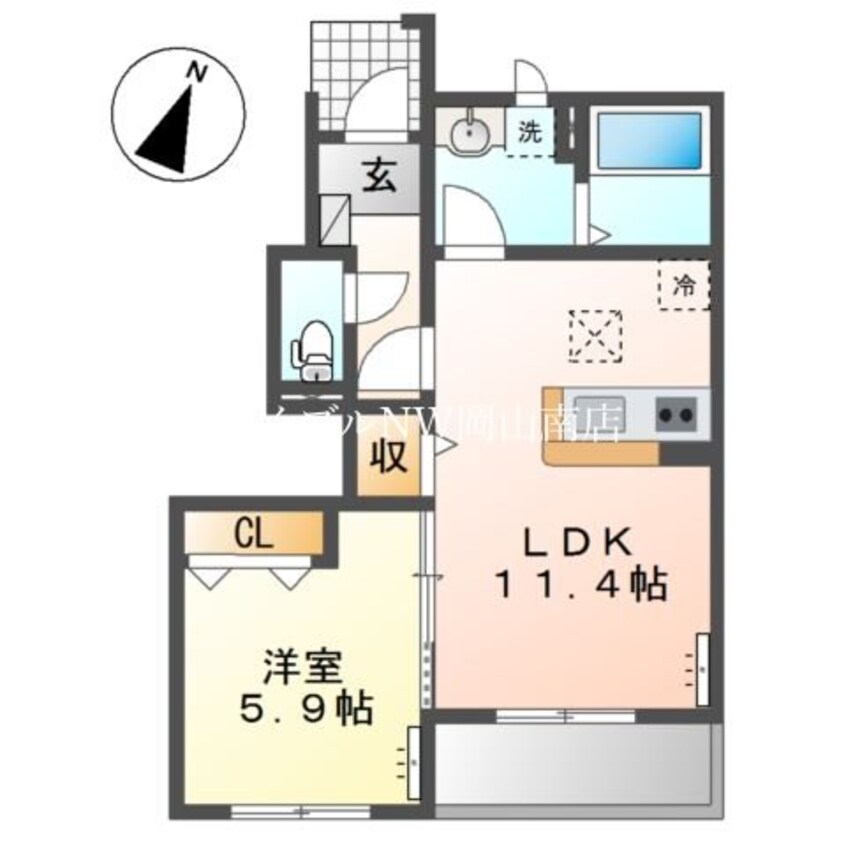 間取図 宇野線<宇野みなと線>/妹尾駅 徒歩6分 1階 築3年