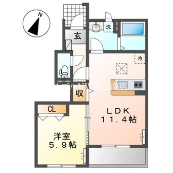 間取図 宇野線<宇野みなと線>/妹尾駅 徒歩6分 1階 築3年