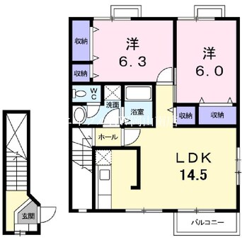 間取図 宇野線<宇野みなと線>/妹尾駅 徒歩14分 2階 築19年