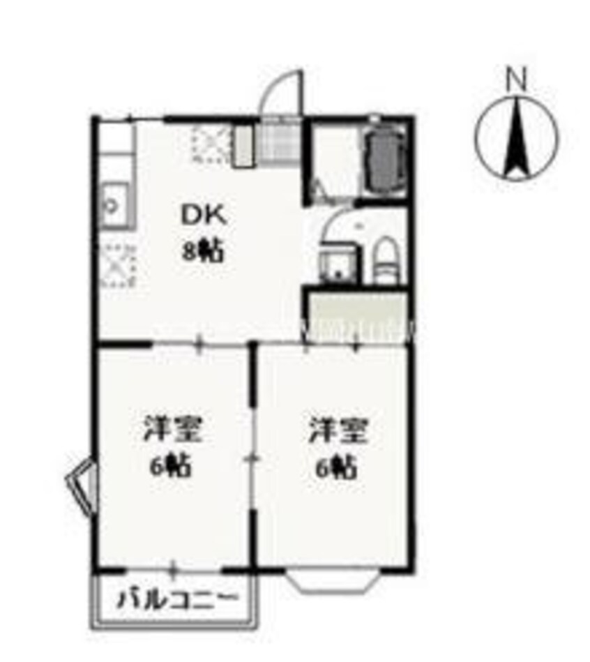 間取図 山陽本線（中国）/北長瀬駅 徒歩5分 1階 築34年