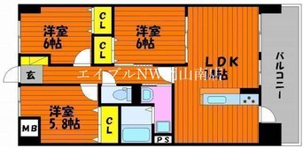 間取図 宇野線<宇野みなと線>/備前西市駅 徒歩15分 3階 築17年