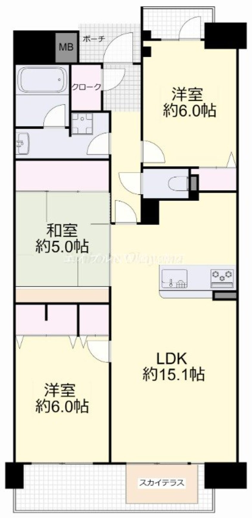 間取図 山陽本線（中国）/岡山駅 徒歩5分 11階 築12年