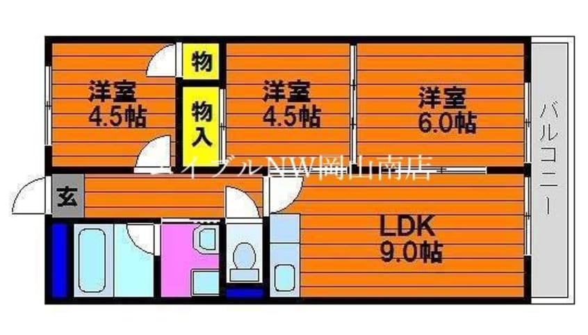 間取図 岡山市電清輝橋線<岡山電気軌道>/清輝橋駅 徒歩19分 7階 築48年
