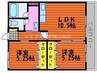 山陽本線（中国）/岡山駅 バス:30分:停歩3分 3階 築43年 2LDKの間取り