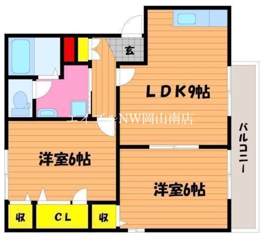間取図 山陽本線（中国）/岡山駅 バス35分浦安本町下車:停歩10分 1階 築22年