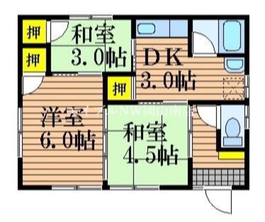 間取図 宇野線<宇野みなと線>/備前西市駅 徒歩49分 1階 築53年