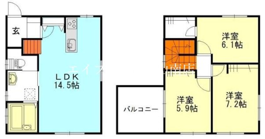 間取図 山陽本線（中国）/岡山駅 徒歩19分 1階 築9年