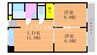 岡山市電東山本線<岡山電気軌道>/門田屋敷駅 徒歩14分 6階 築33年 2LDKの間取り