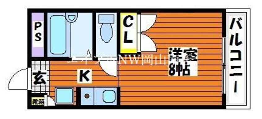 間取図 宇野線<宇野みなと線>/備前西市駅 徒歩21分 1階 築28年