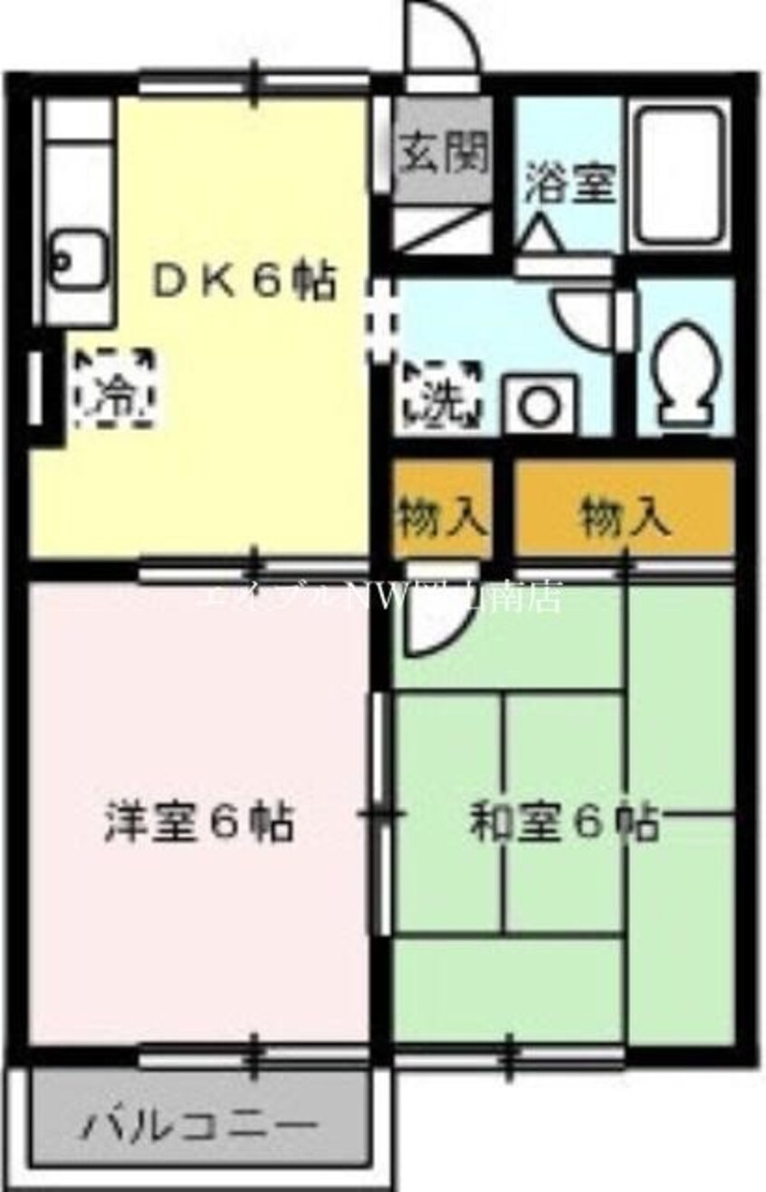 間取図 山陽本線（中国）/岡山駅 バス33分千鳥町下車:停歩3分 2階 築28年