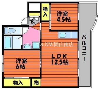 間取図 宇野線<宇野みなと線>/備前田井駅 徒歩44分 4階 築29年