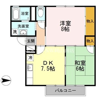 間取図 宇野線<宇野みなと線>/備前西市駅 徒歩37分 2階 築26年