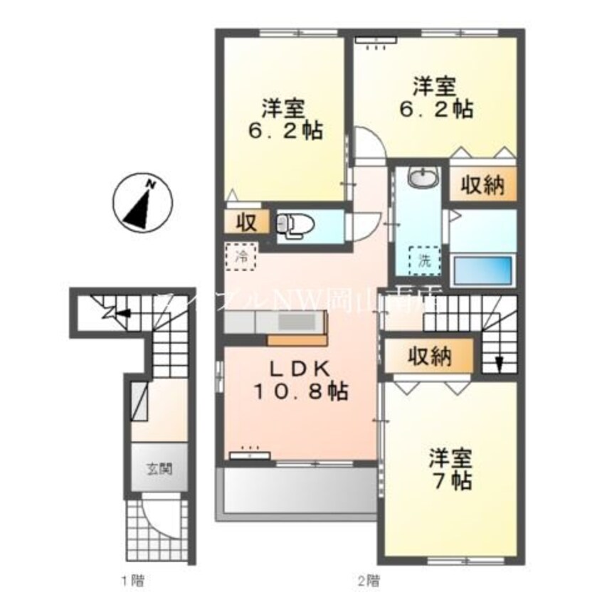 間取図 岡山市電東山本線<岡山電気軌道>/東山・おかでんミュージアム駅 徒歩82分 2階 築9年