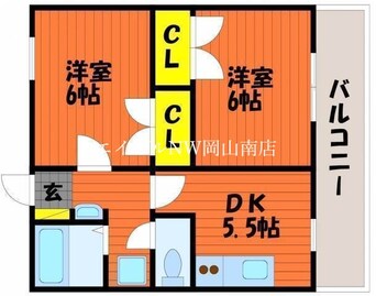 間取図 宇野線<宇野みなと線>/備前西市駅 徒歩16分 2階 築27年