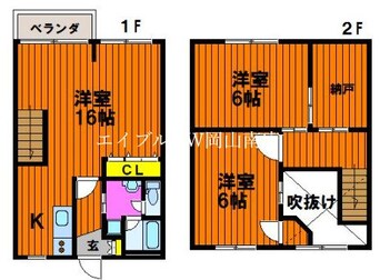 間取図 宇野線<宇野みなと線>/大元駅 徒歩12分 4階 築33年