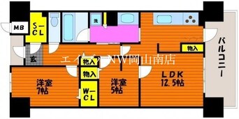 間取図 岡山市電東山本線<岡山電気軌道>/岡山駅前駅 徒歩13分 6階 築22年