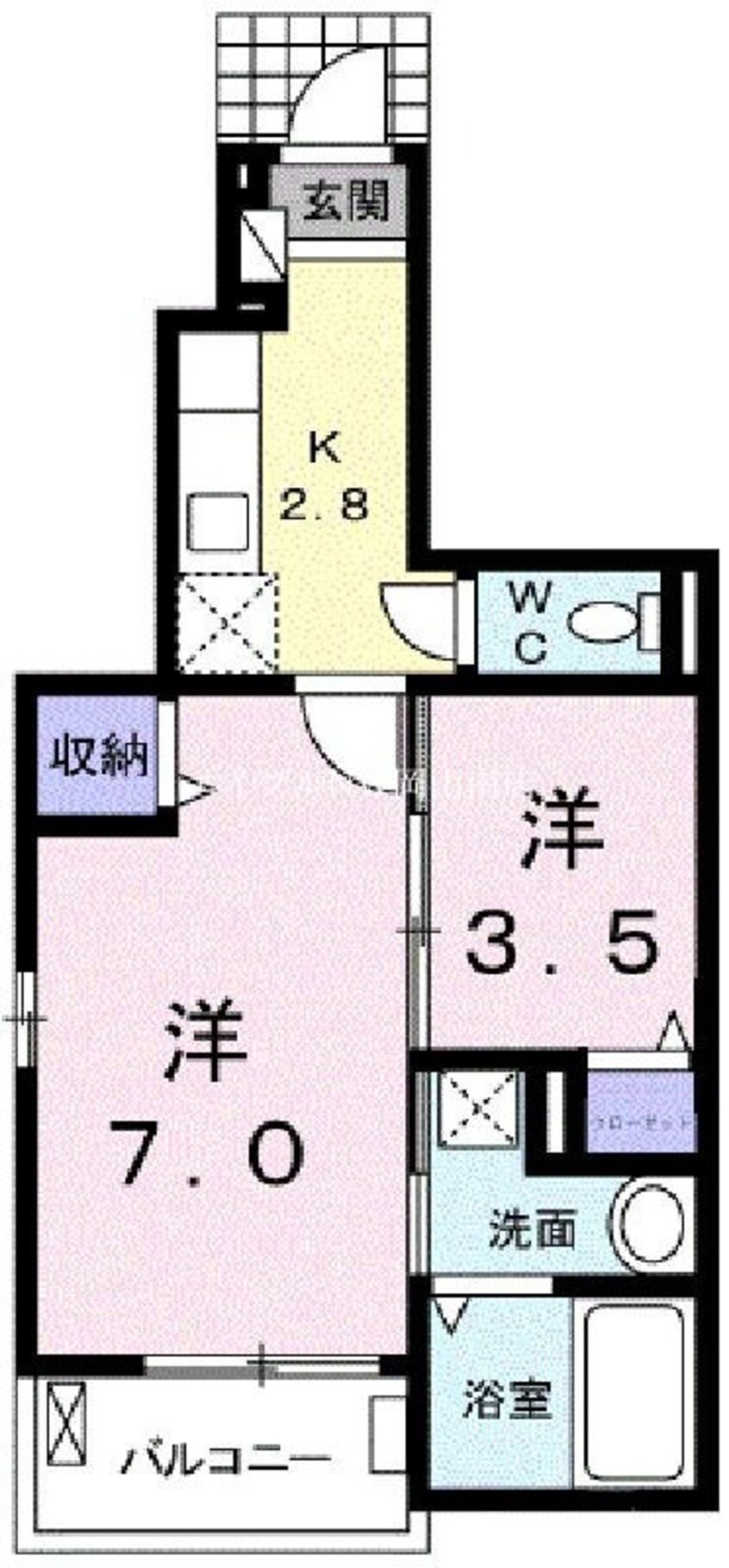 間取図 宇野線<宇野みなと線>/備前西市駅 徒歩12分 1階 築5年