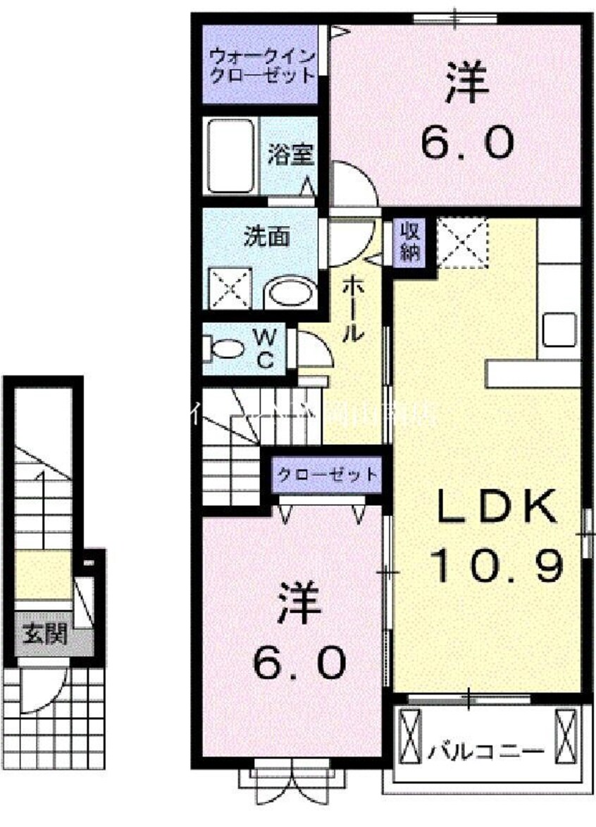 間取図 宇野線<宇野みなと線>/備前西市駅 徒歩27分 2階 築8年