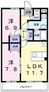 宇野線<宇野みなと線>/備前西市駅 徒歩16分 1階 築16年 2LDKの間取り