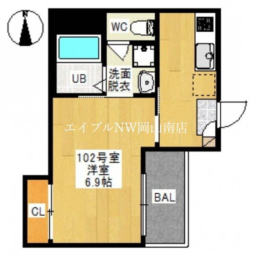 間取図 山陽本線（中国）/岡山駅 徒歩39分 1階 1年未満