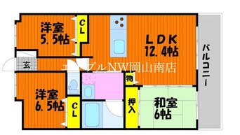 間取図 山陽本線（中国）/庭瀬駅 徒歩10分 7階 築12年