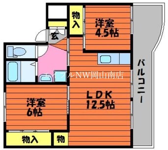 間取図 宇野線<宇野みなと線>/備前田井駅 徒歩48分 2階 築29年