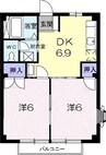 山陽本線（中国）/岡山駅 バス:57分:停歩1分 2階 築28年 2DKの間取り