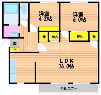 間取図 山陽本線（中国）/岡山駅 バス40分機工センター下車:停歩9分 2階 築30年