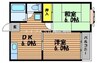 岡山市電清輝橋線<岡山電気軌道>/清輝橋駅 徒歩54分 3階 築35年 2DKの間取り