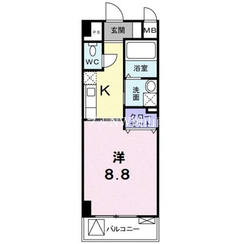 間取図 岡山市電清輝橋線<岡山電気軌道>/郵便局前駅 徒歩4分 4階 築16年