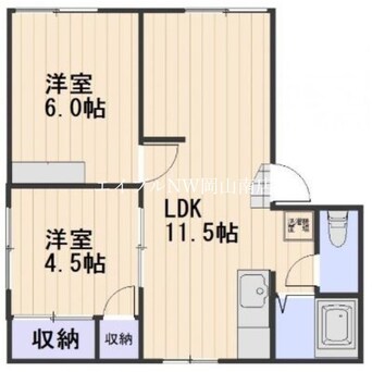 間取図 宇野線<宇野みなと線>/妹尾駅 徒歩17分 1階 築39年