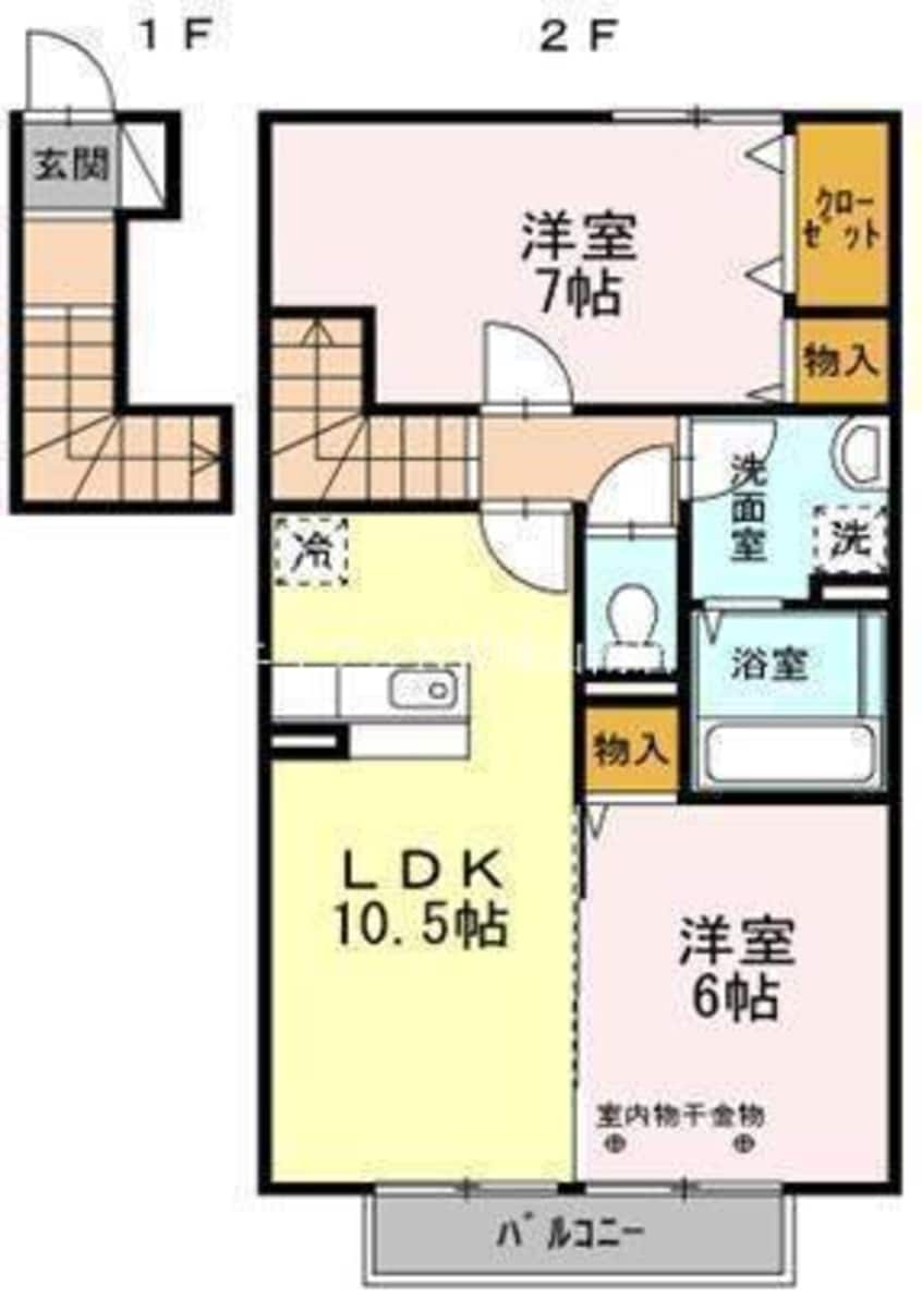 間取図 宇野線<宇野みなと線>/備前西市駅 徒歩67分 2階 築14年