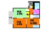 宇野線<宇野みなと線>/備前西市駅 徒歩66分 2階 築34年 2DKの間取り