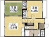 宇野線<宇野みなと線>/備前西市駅 徒歩33分 6階 築40年 2LDKの間取り