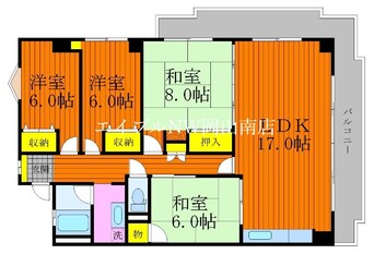 間取図 山陽本線（中国）/岡山駅 徒歩20分 6階 築42年