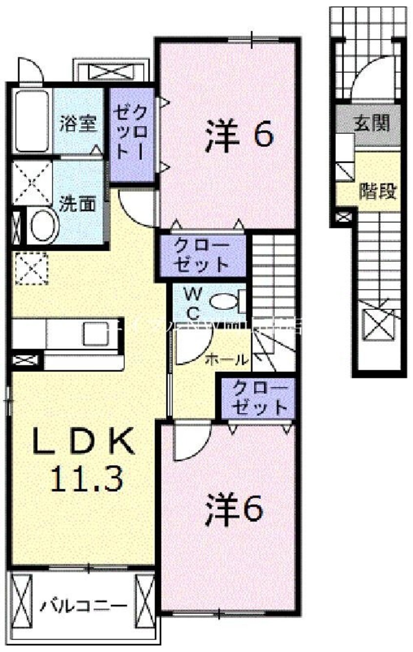 間取図 岡山市電清輝橋線<岡山電気軌道>/清輝橋駅 徒歩19分 2階 築12年