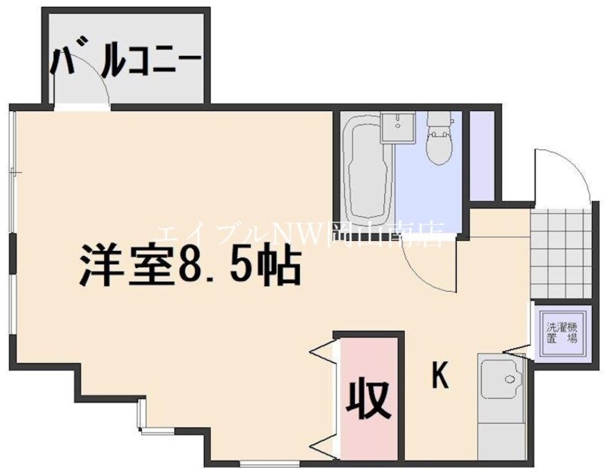 間取図 岡山市電清輝橋線<岡山電気軌道>/清輝橋駅 徒歩7分 6階 築32年