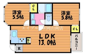 間取図 山陽本線（中国）/岡山駅 バス35分築港元町下車:停歩3分 2階 築26年