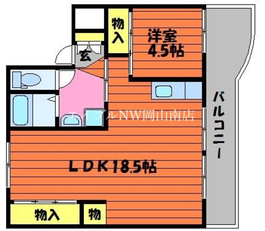 間取図 宇野線<宇野みなと線>/備前田井駅 徒歩44分 4階 築29年