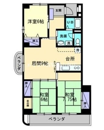 間取図 山陽本線（中国）/北長瀬駅 徒歩22分 4階 築34年