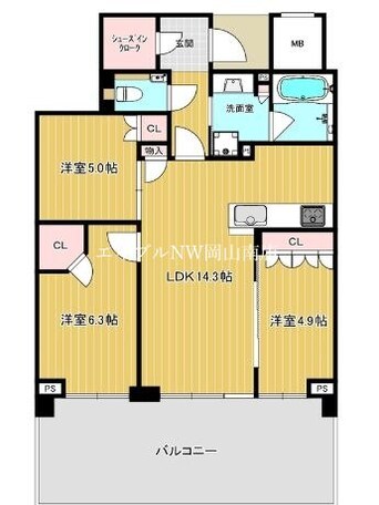間取図 岡山市電清輝橋線<岡山電気軌道>/新西大寺町筋駅 徒歩6分 20階 築2年