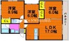 津山線/法界院駅 徒歩14分 3階 築11年 3LDKの間取り