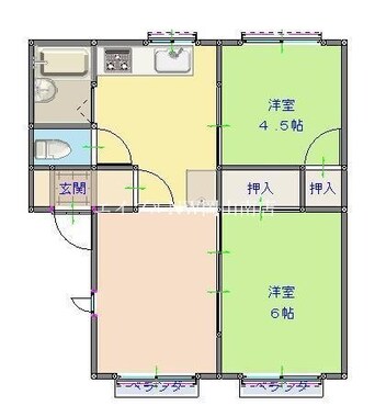 間取図 宇野線<宇野みなと線>/大元駅 徒歩10分 2階 築37年