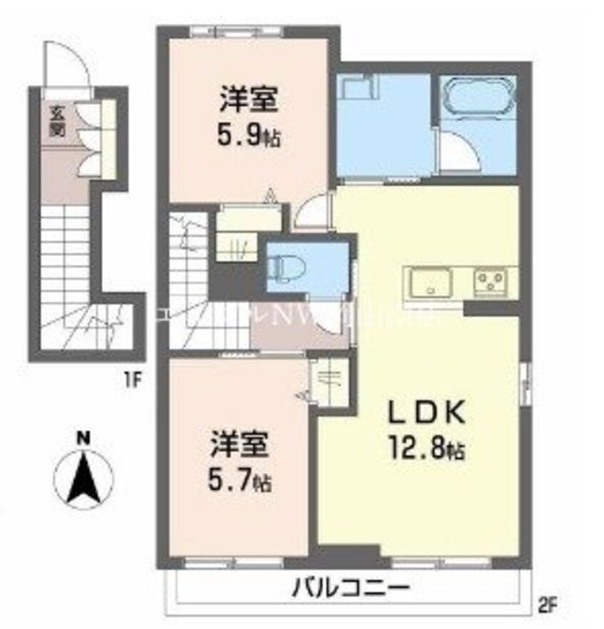 間取図 山陽本線（中国）/西川原駅 徒歩6分 2階 建築中