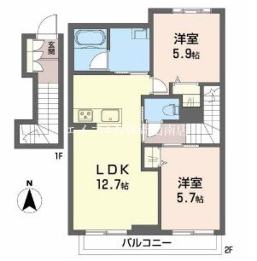 間取図 山陽本線（中国）/西川原駅 徒歩6分 2階 建築中